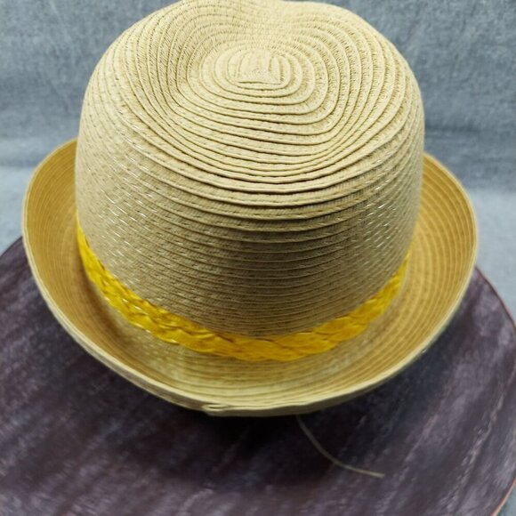Yellow Braided Band Straw Fedora Hat - Picture 4 of 7